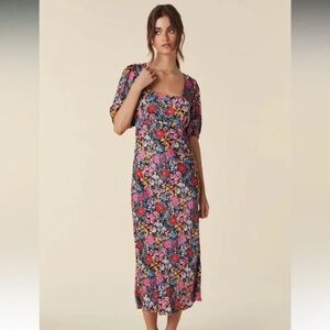 SPELL Last Drinks Bias Midi Dress – Small – Silky Floral Valentine’s